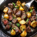 Garlic Butter Steak Bites and Potatoes