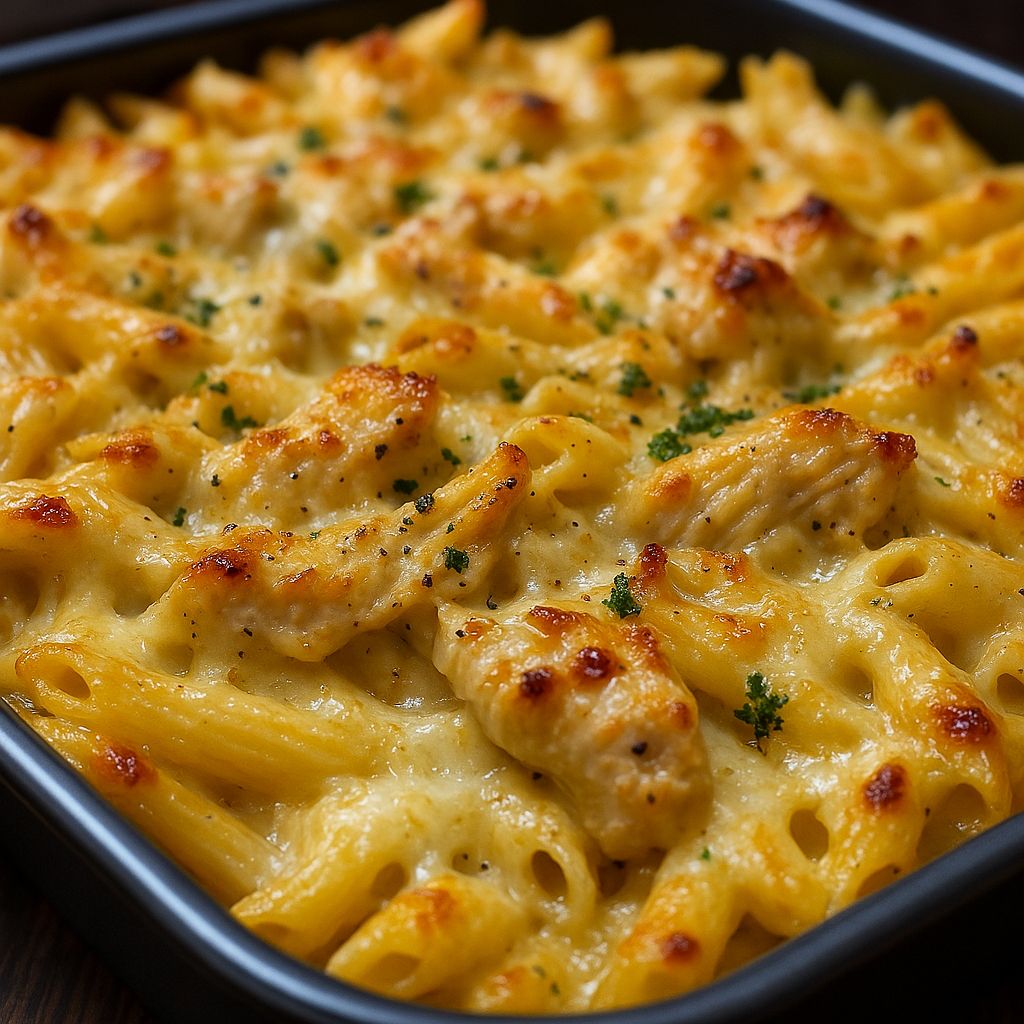 Cheesy Garlic Ranch Chicken Pasta Bake
