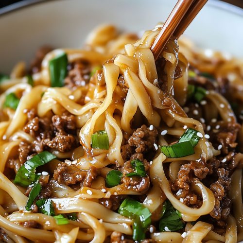 Mongolian Ground Beef Noodles
