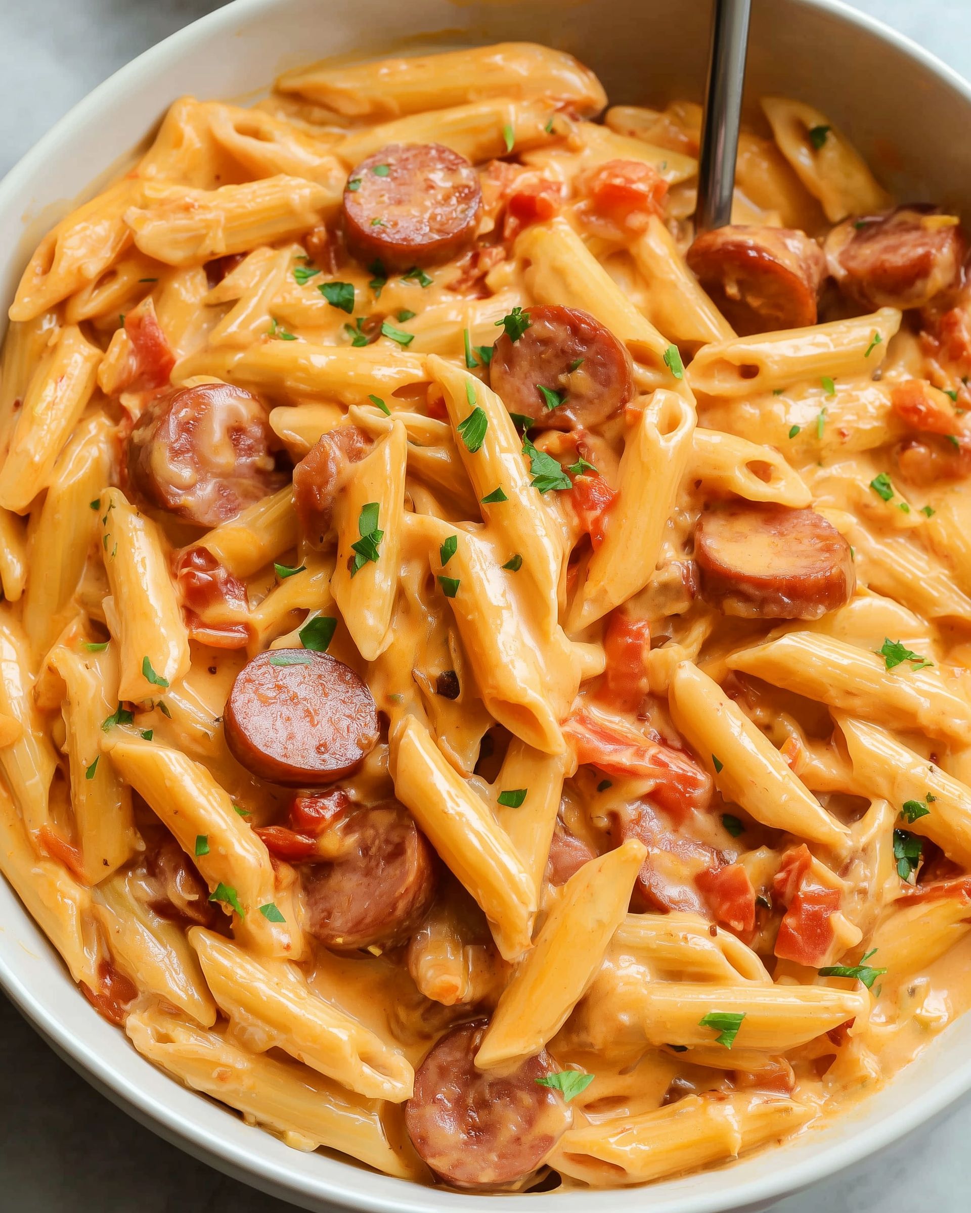 Cheesy Kielbasa Pasta