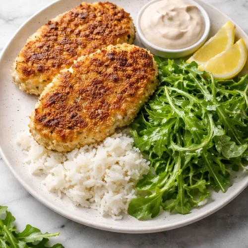 Delicious homemade chicken patties with herbs and spices on a plate.