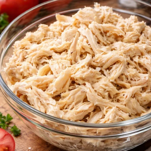 Instant Pot shredded chicken cooked and ready for meal prep