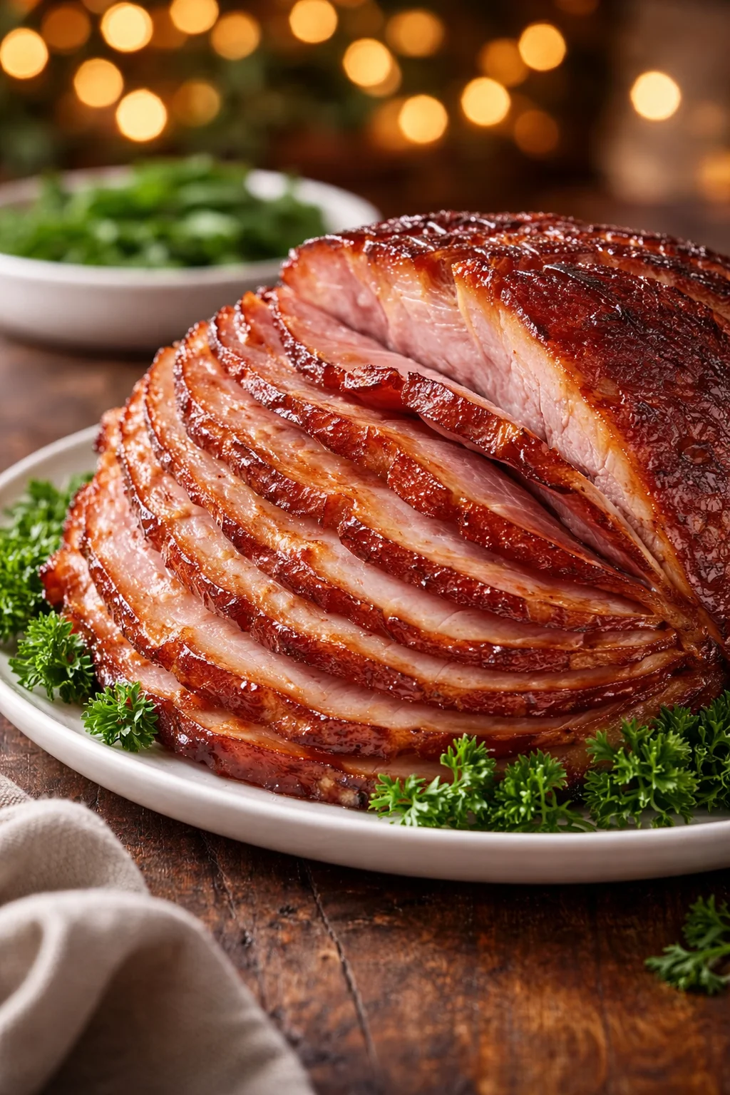 Delicious Slow Cooker Amish Christmas Ham ready for the holiday feast.