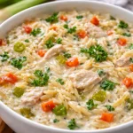 Various easy soup recipes ingredients and bowls served on a wooden table.